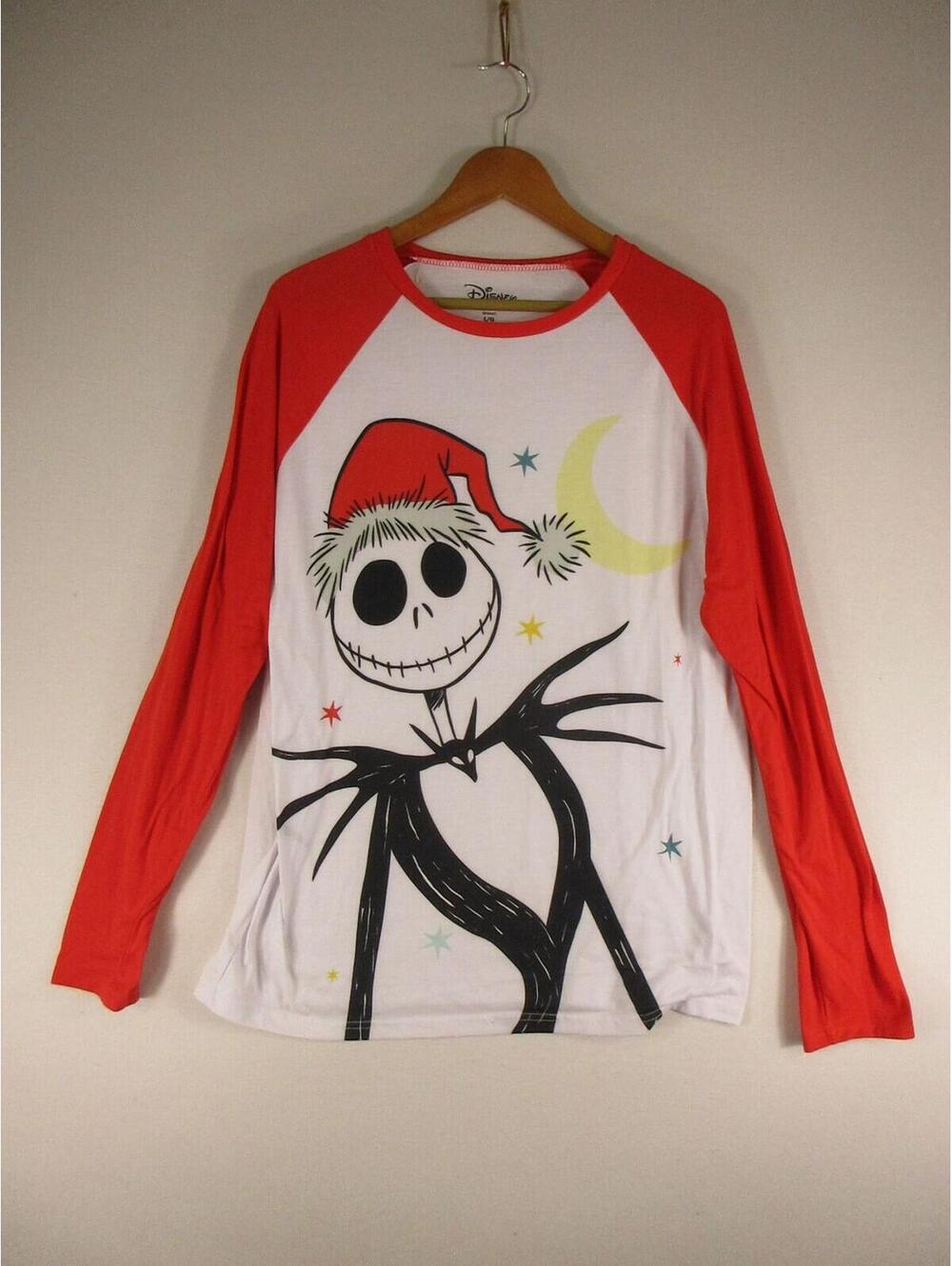Disney Raglan Shirt Womens L Nightmare Before Christmas Jack Skellington Long